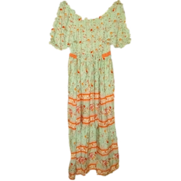 Beautiful Cottage Core Country Style Lightweight 100% Rayon Summer Dress - Picture 2 of 4